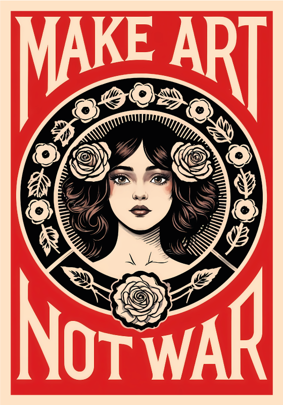 Plakat artystyczny make art not war - TenStickers