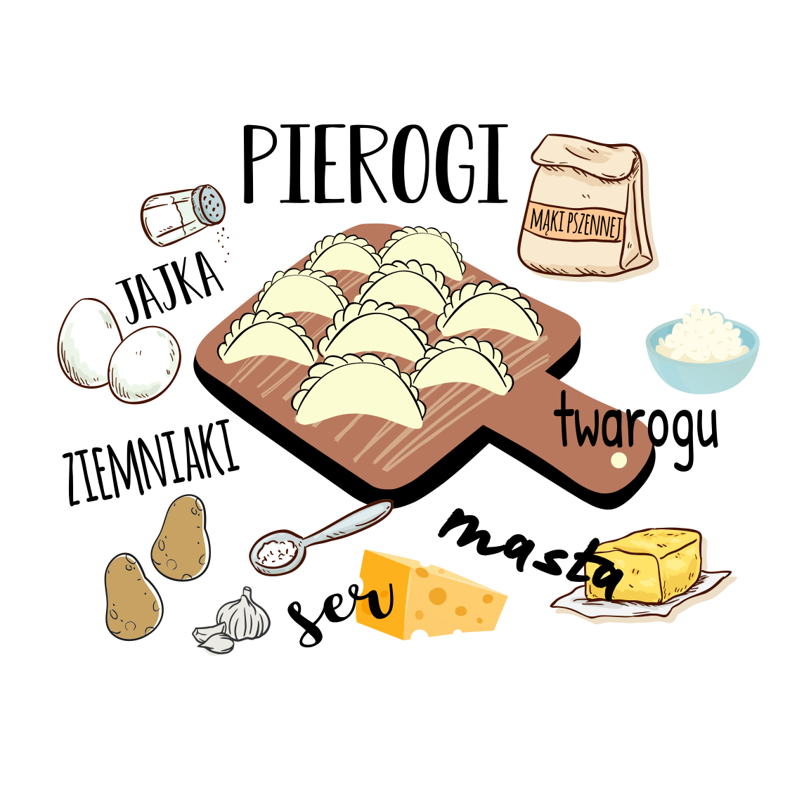 Plakat do kuchni pierogi ruskie w smaku i kolorze - TenStickers
