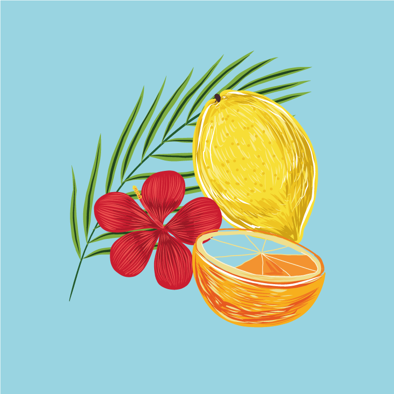 Plakat do kuchni w pastelowe cytryny i owoce - TenStickers