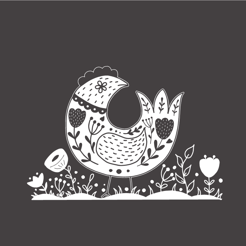 Plakat do kuchni dumnie kury z polskim wzorem kwiatowym - TenStickers