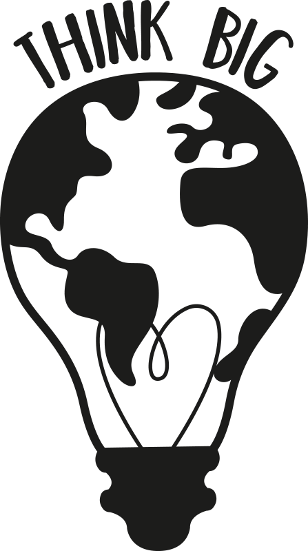 Plakat do biura myśl wielkością z mapą świata - TenStickers