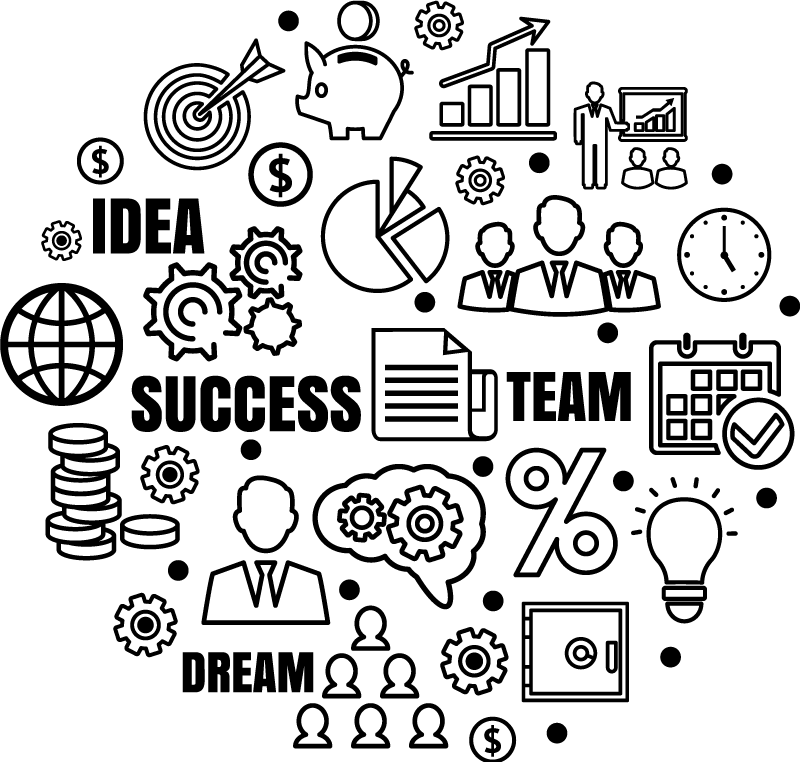 Plakat do biura z ideogramem biznesowym - TenStickers