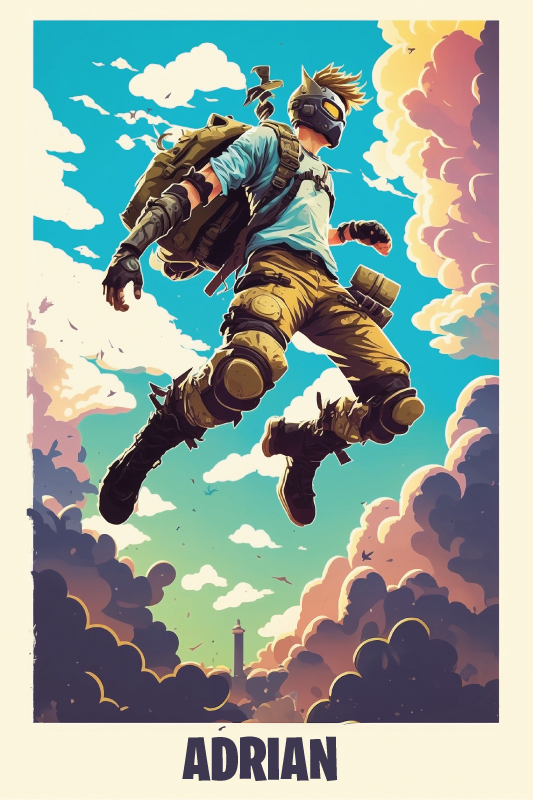 Plakat do pokoju nastolatka z epicką postacią i imieniem - TenStickers