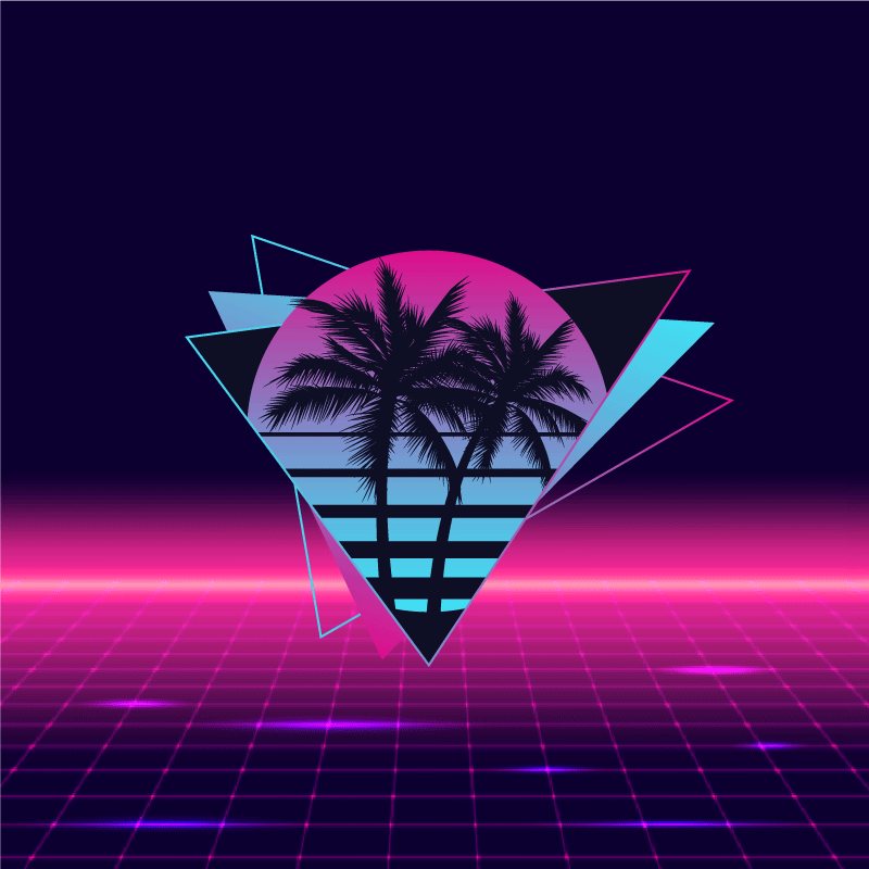Plakat do salonu w stylu vaporwave z palmą - TenStickers