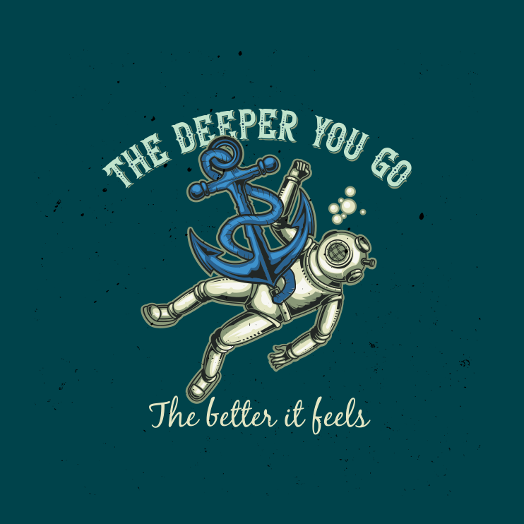 Plakat do salonu cytat im głębiej, tym lepiej - TenStickers