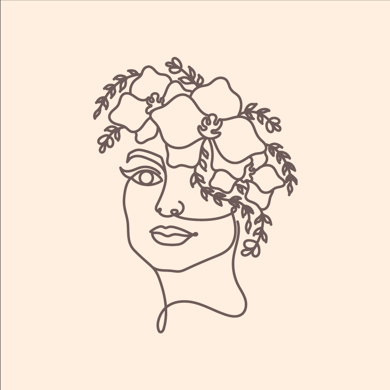 Plakat do salonu minimalistyczna sylwetka kobiety z kwiatami - TenStickers
