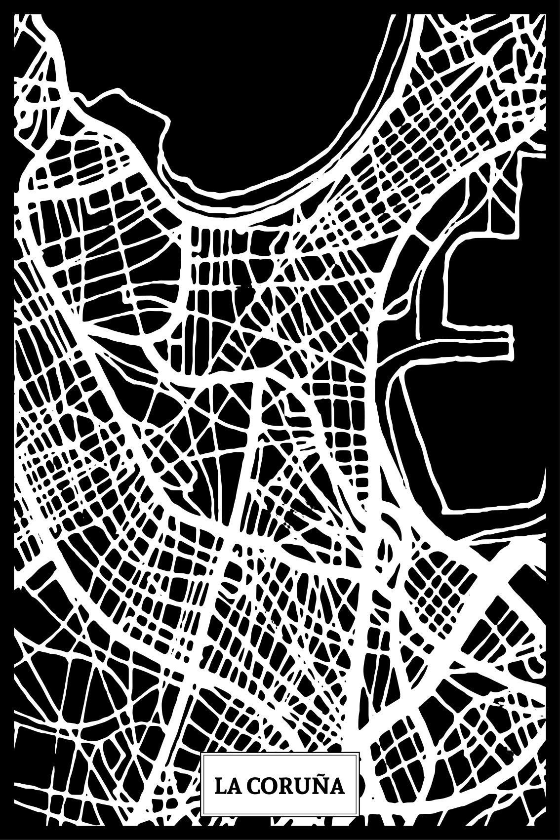 Plakat do salonu mapa topograficzna coruña - TenStickers