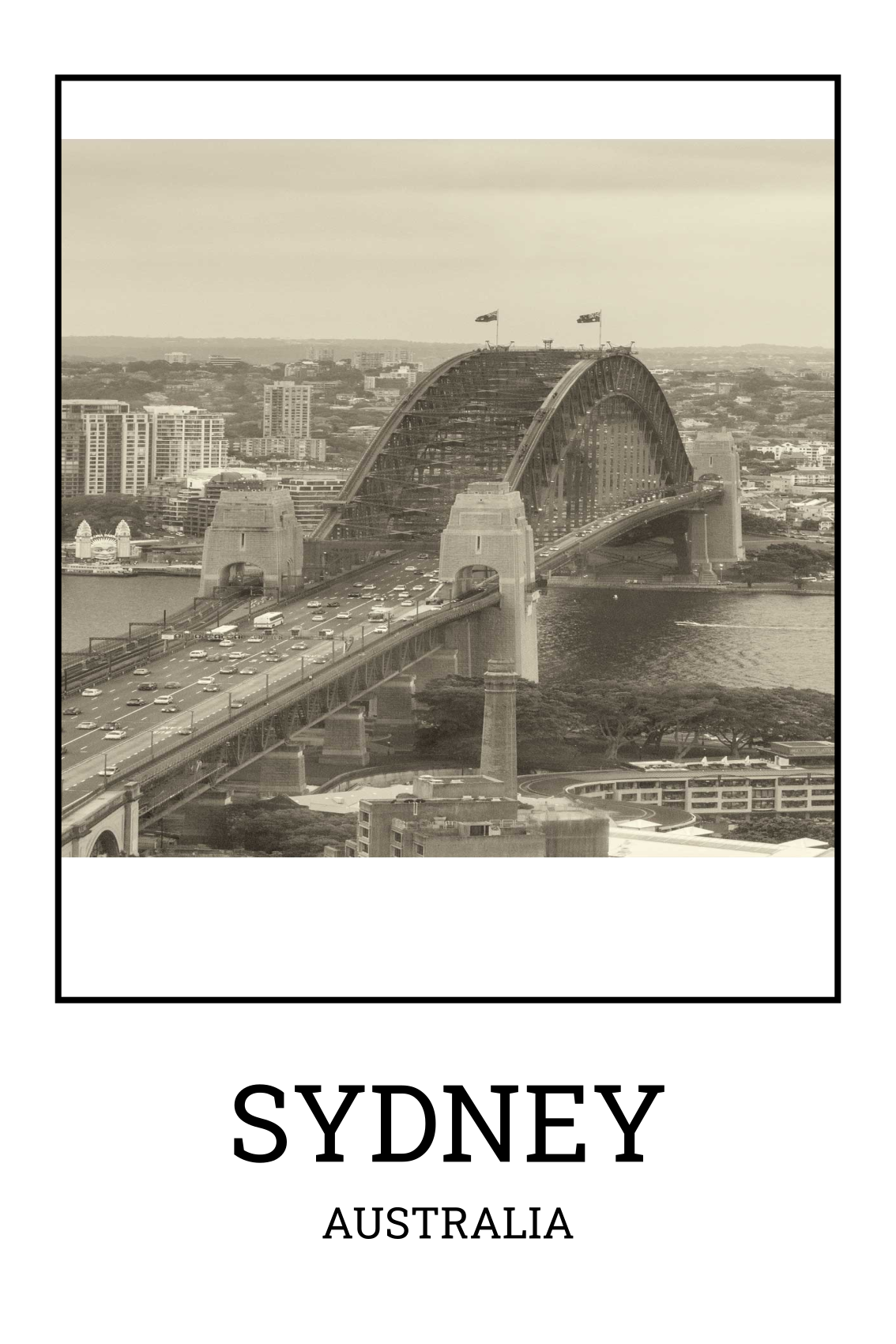 Plakat do salonu sydney czarno-biały - TenStickers