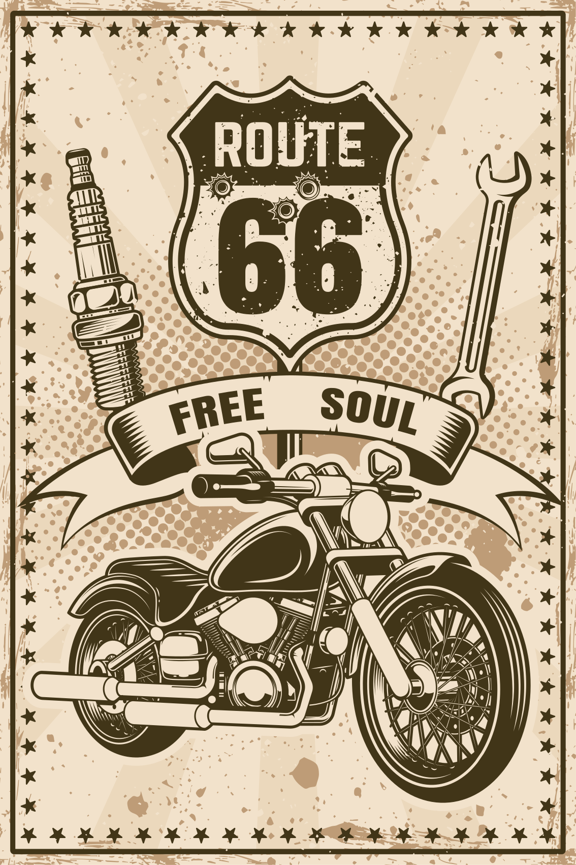 Plakat do salonu motocykl route 66 - TenStickers