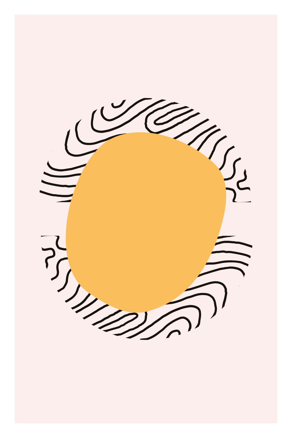 Plakat do salonu linie i żółta forma - TenStickers