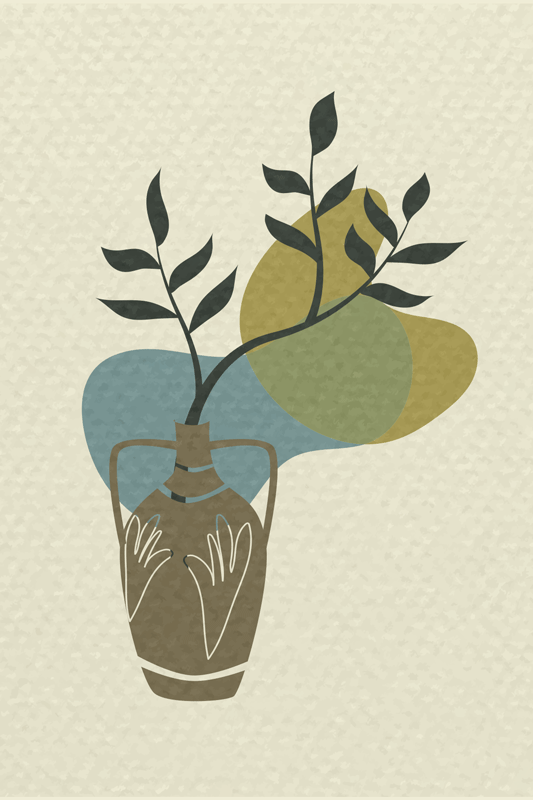 Plakat do salonu w stylu japandi z naturą - TenStickers