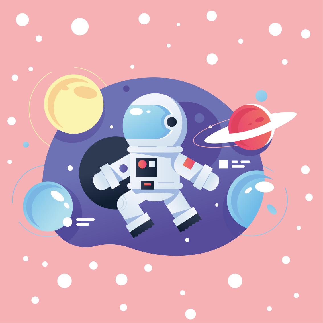 Plakat do pokoju dziecka z różnymi symbolami astronautów - TenStickers