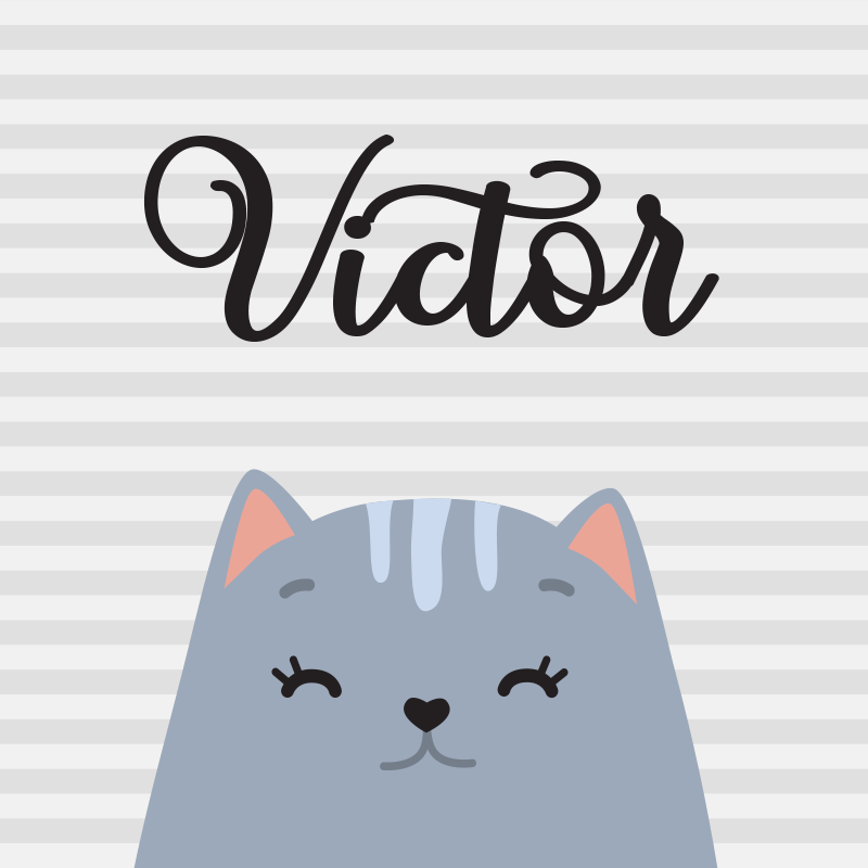 Plakat do pokoju dziecka z nordyckim kotem i imieniem - TenStickers