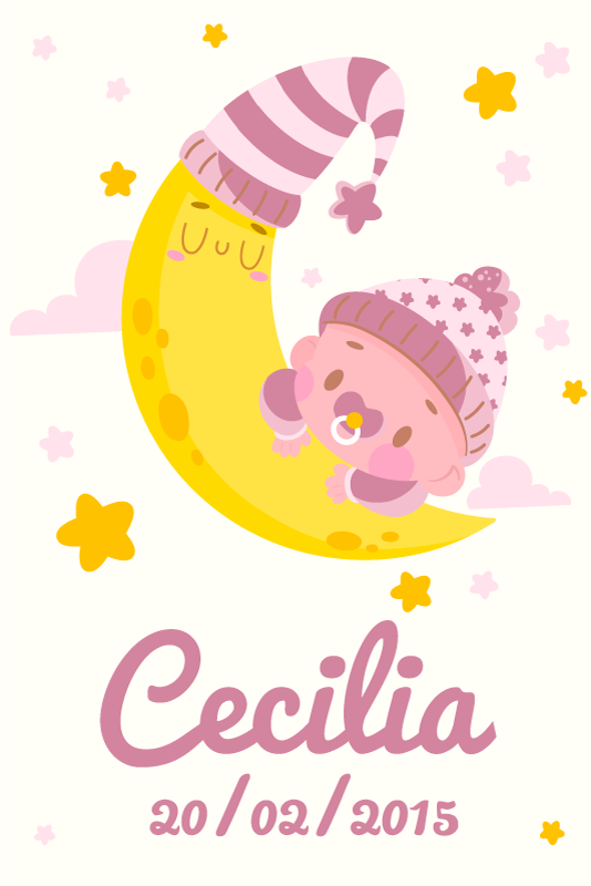 Plakat do pokoju dziecka z imieniem i datą urodzenia - TenStickers