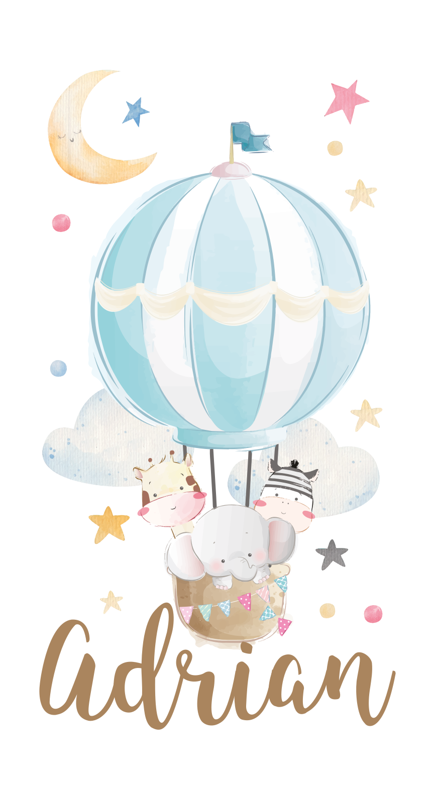 Plakat do pokoju dziecka trzy zwierzątka na balonach z gwiazdami - TenStickers