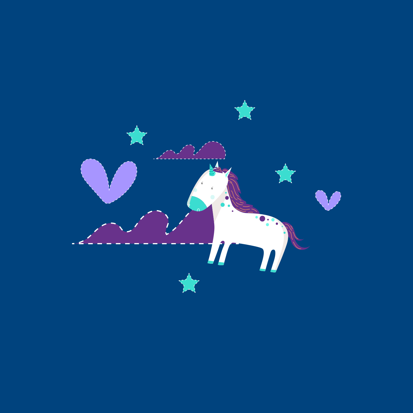 Plakat do pokoju dziecka urocze jednorożce z chmurami i gwiazdami - TenStickers