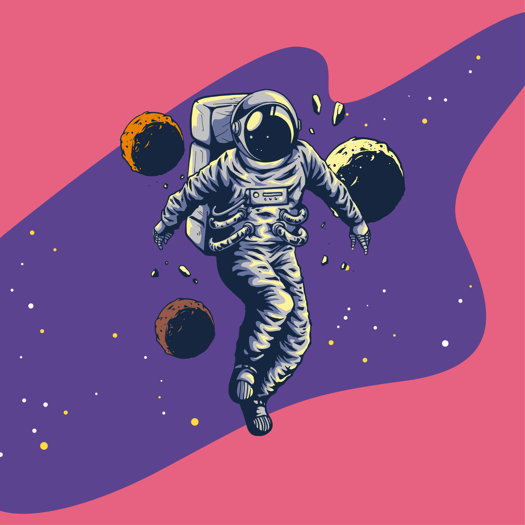 Plakat do pokoju dziecka w stylu ręcznie rysowanego astronauci - TenStickers