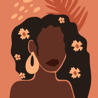 Plakat kwiaty z estetyczną abstrakcyjną kobietą - TenStickers