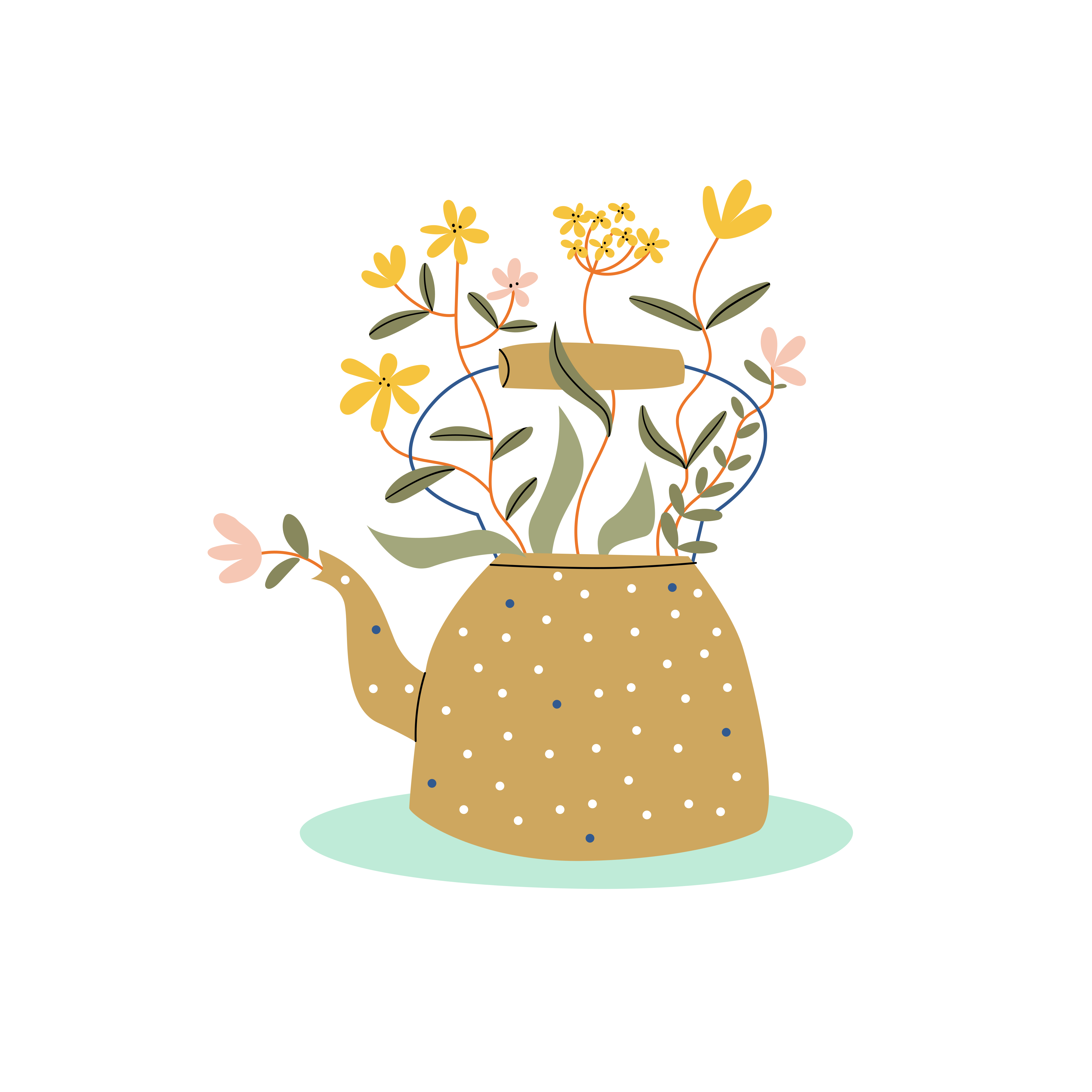 Plakat kwiaty z abstrakcyjną konewką - TenStickers