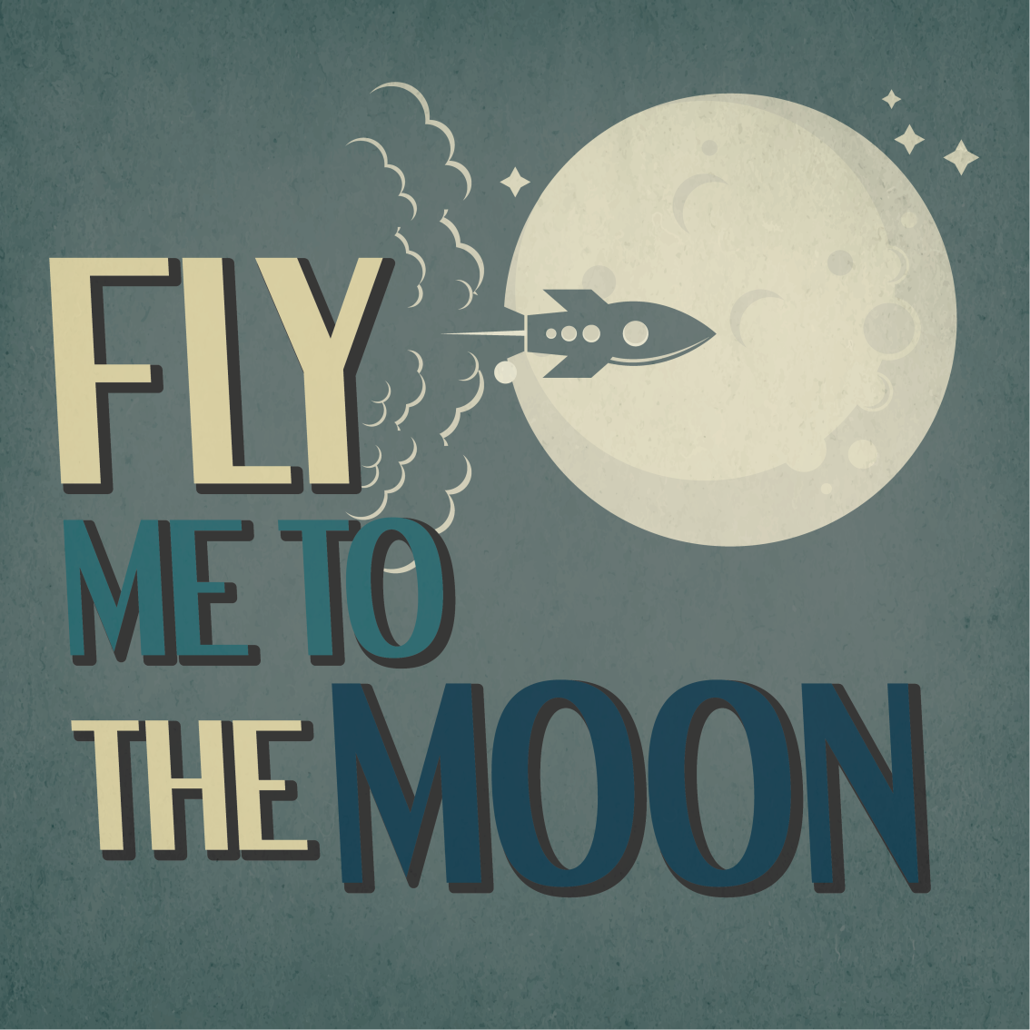 Plakat do pokoju nastolatka podróż rakietą na księżyc - TenStickers