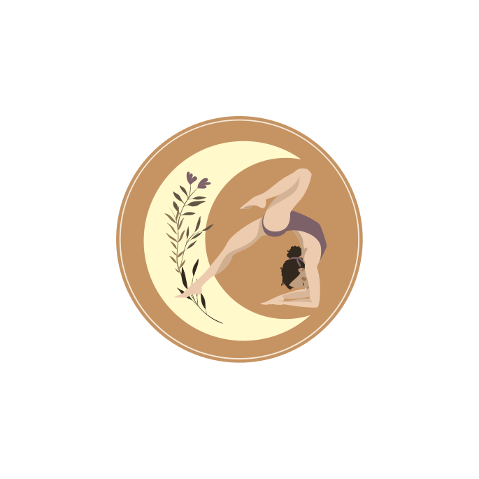 Plakat sportowy ilustracja pozy jogi z księżycem - TenStickers