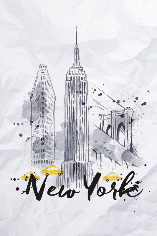 Plakat miasta i państwa skyline nowego jorku - TenStickers