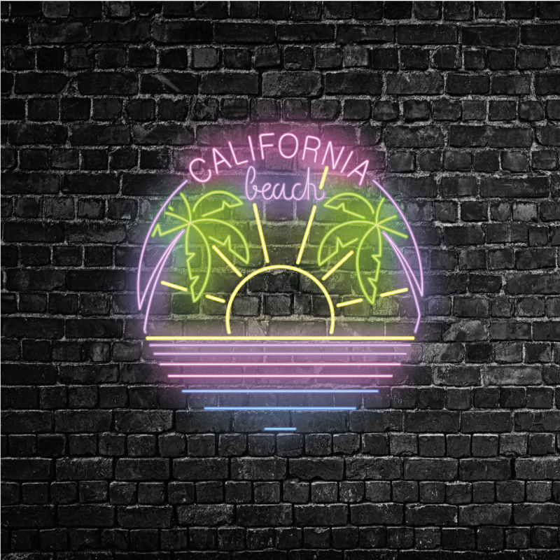 Plakat miasta i państwa neonowy napis california beach - TenStickers