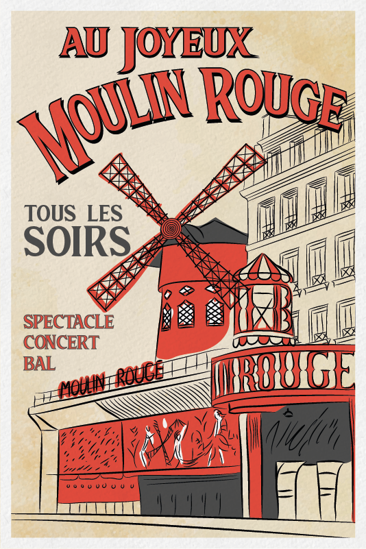 Plakat miasta i państwa moulin rouge - TenStickers