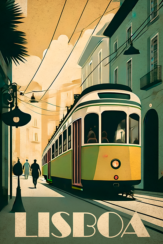 Plakat miasta i państwa - ilustracja w stylu vintage lizbony - TenStickers
