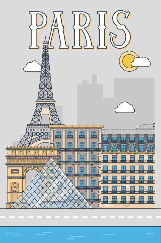 Plakat miasta i państwa paryż - TenStickers