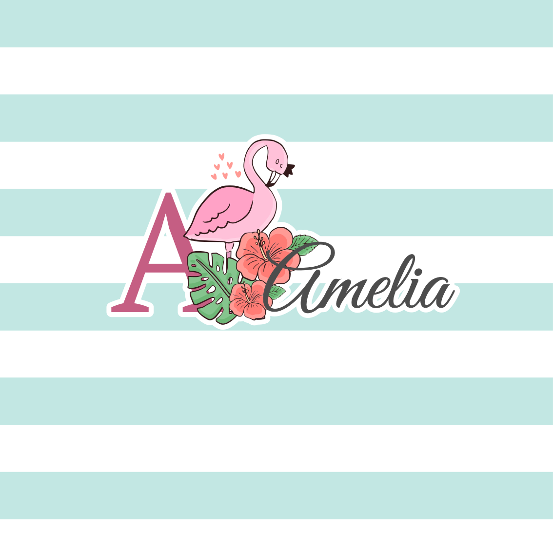 Plakaty na zamówienie z personalizowanym flamingiem - TenStickers