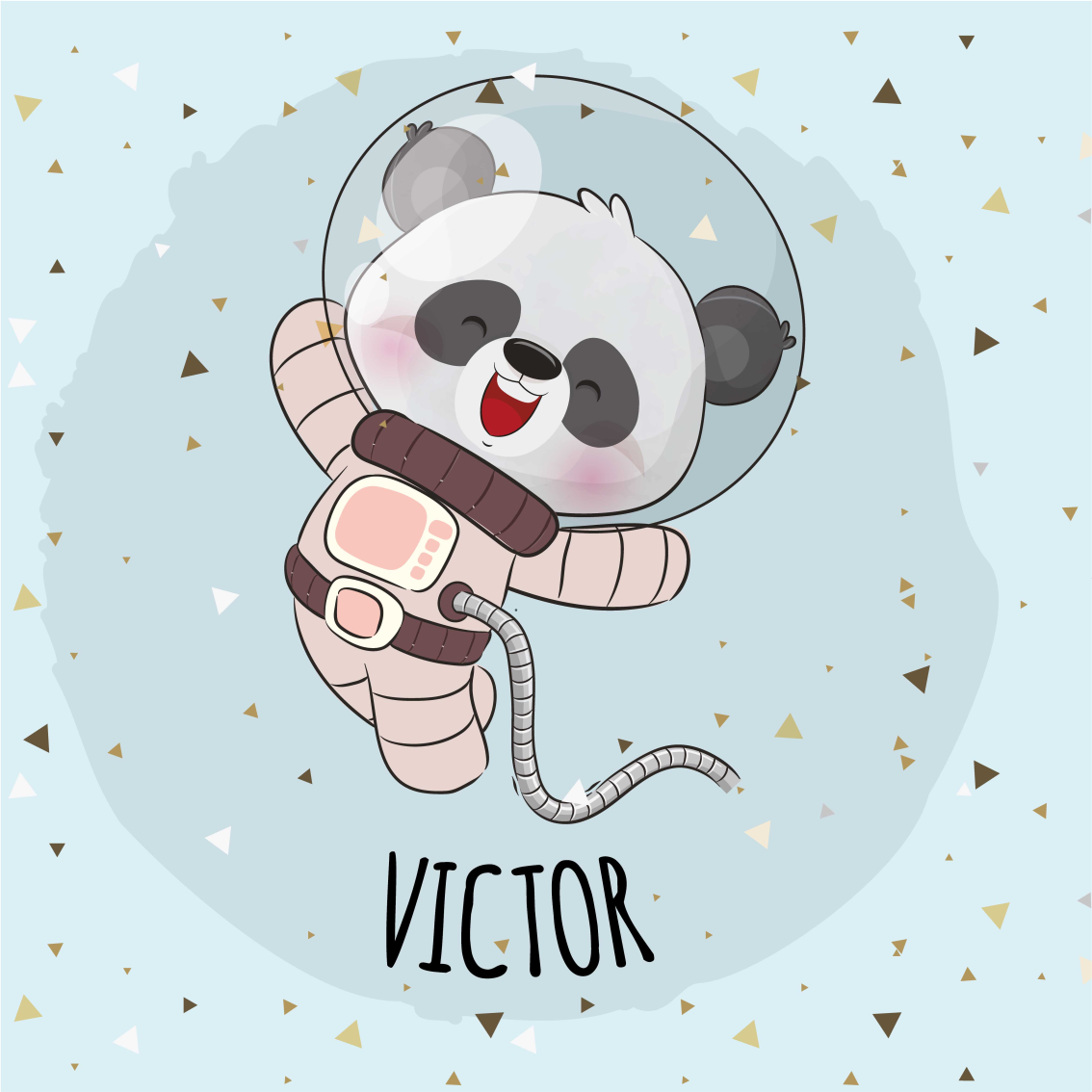 Plakaty na zamówienie wesoły panda w kosmosie - TenStickers