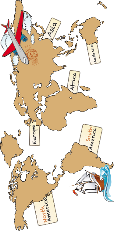 Plakat mapa świata z kontynentami w języku angielskim - TenStickers