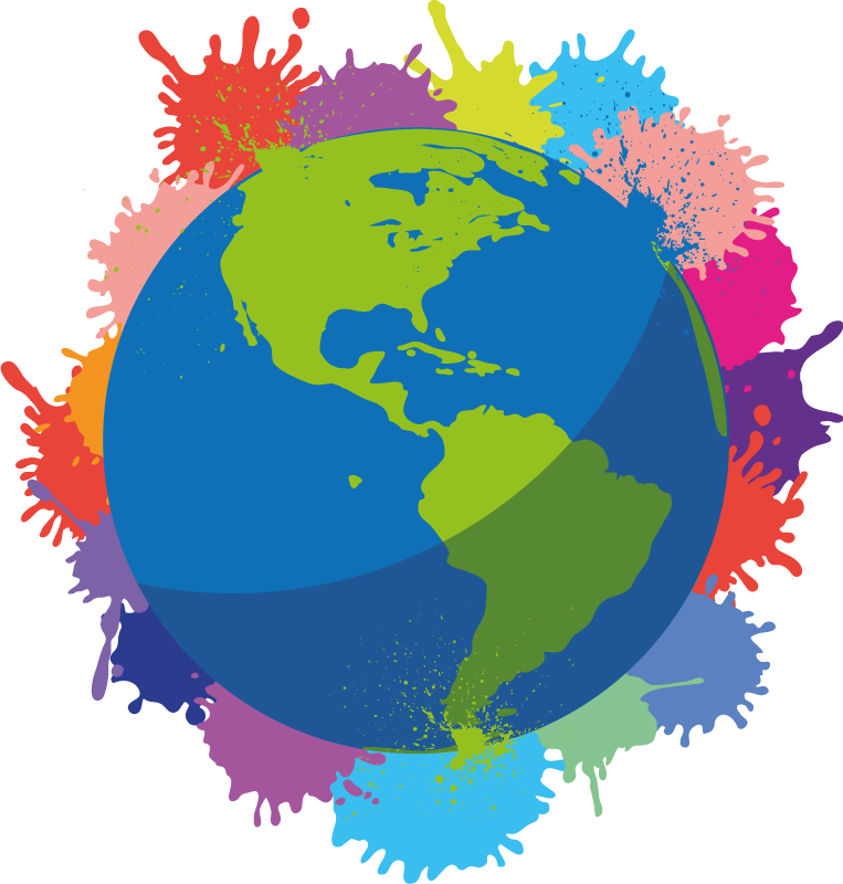 Plakat mapa świata w kolorowych plamach - TenStickers