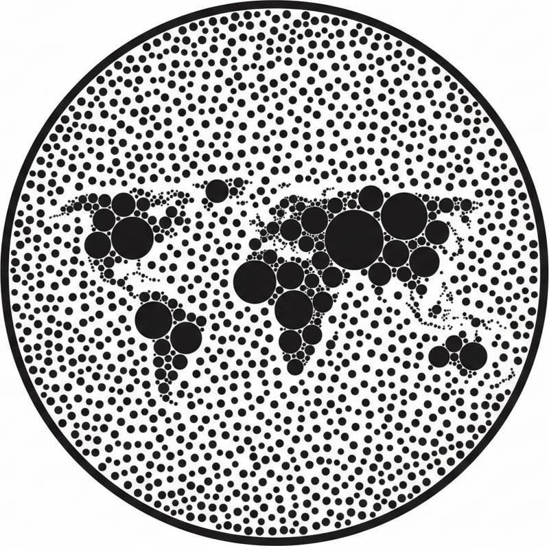 Plakat mapa świata w okrągłym designie globalnym - TenStickers