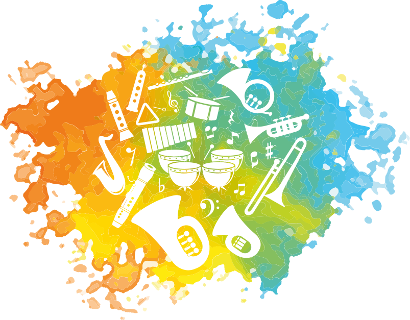 Plakat muzyczny w sylwetkach instrumentów muzycznych - TenStickers