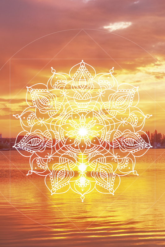 Plakat krajobraz mandala zachodu słońca - TenStickers