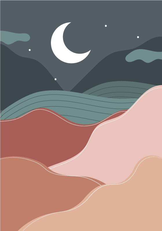 Plakat krajobraz noc boho - TenStickers