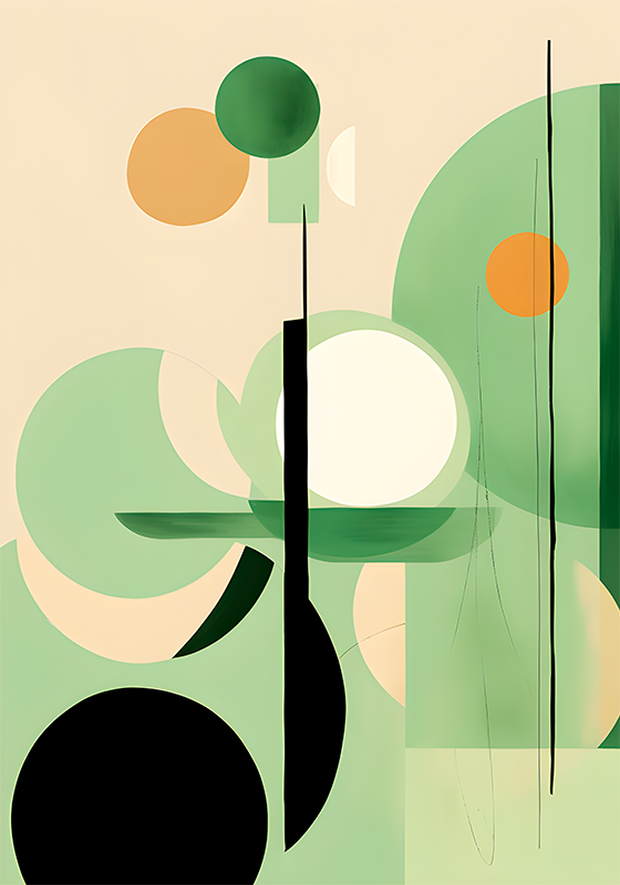 Abstrakcyjny plakat zielonych figur - TenStickers