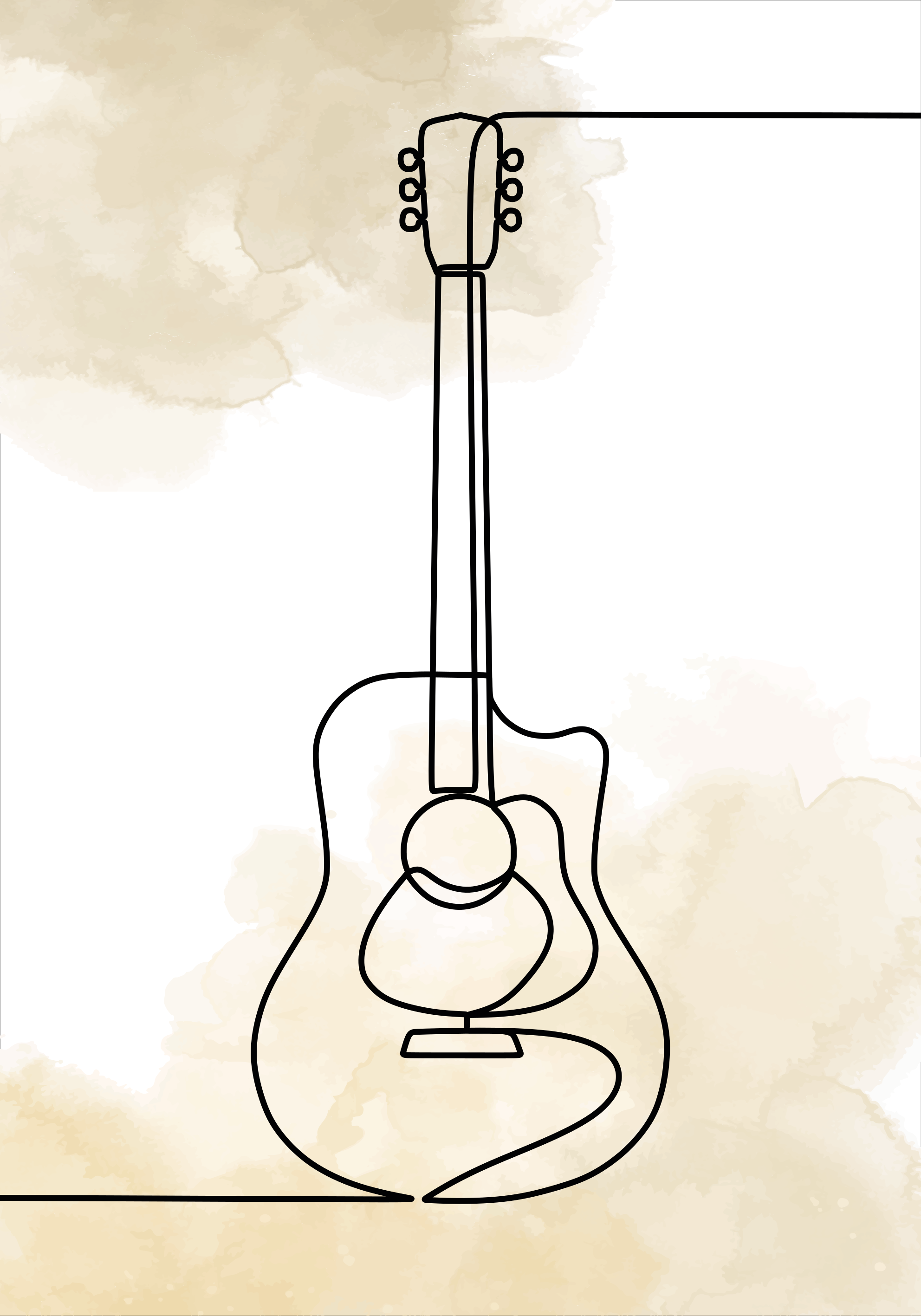 Plakat muzyczny gitara w linii ciągłej - TenStickers