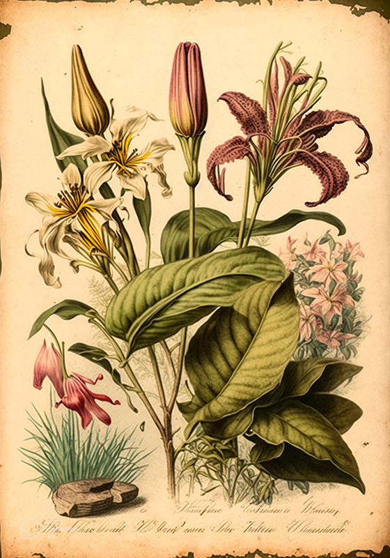 Plakat rośliny w stylu vintage botanicznym - TenStickers