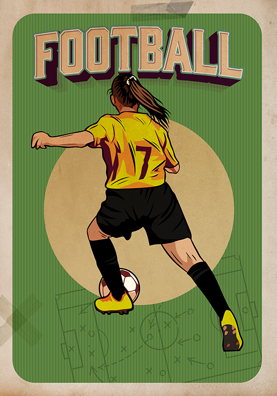 Plakat piłkarski retro kobiet - TenStickers