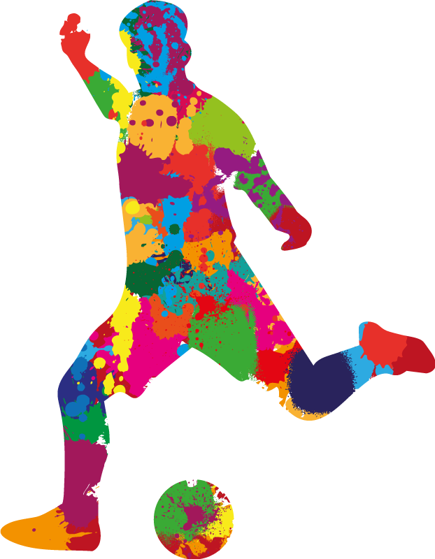 Plakat piłkarski kolorowy splash z piłkarzem - TenStickers