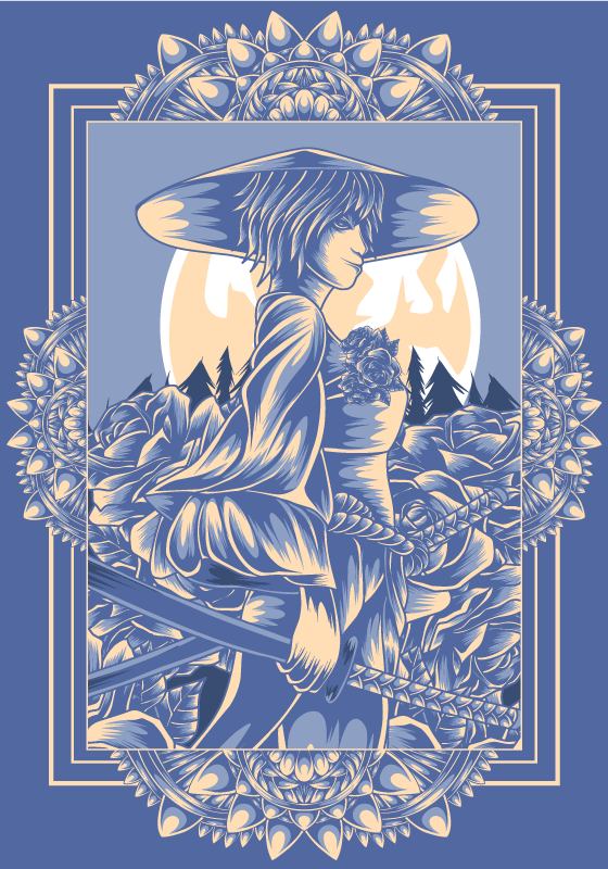 Druk plakatu anime samuraja - TenStickers