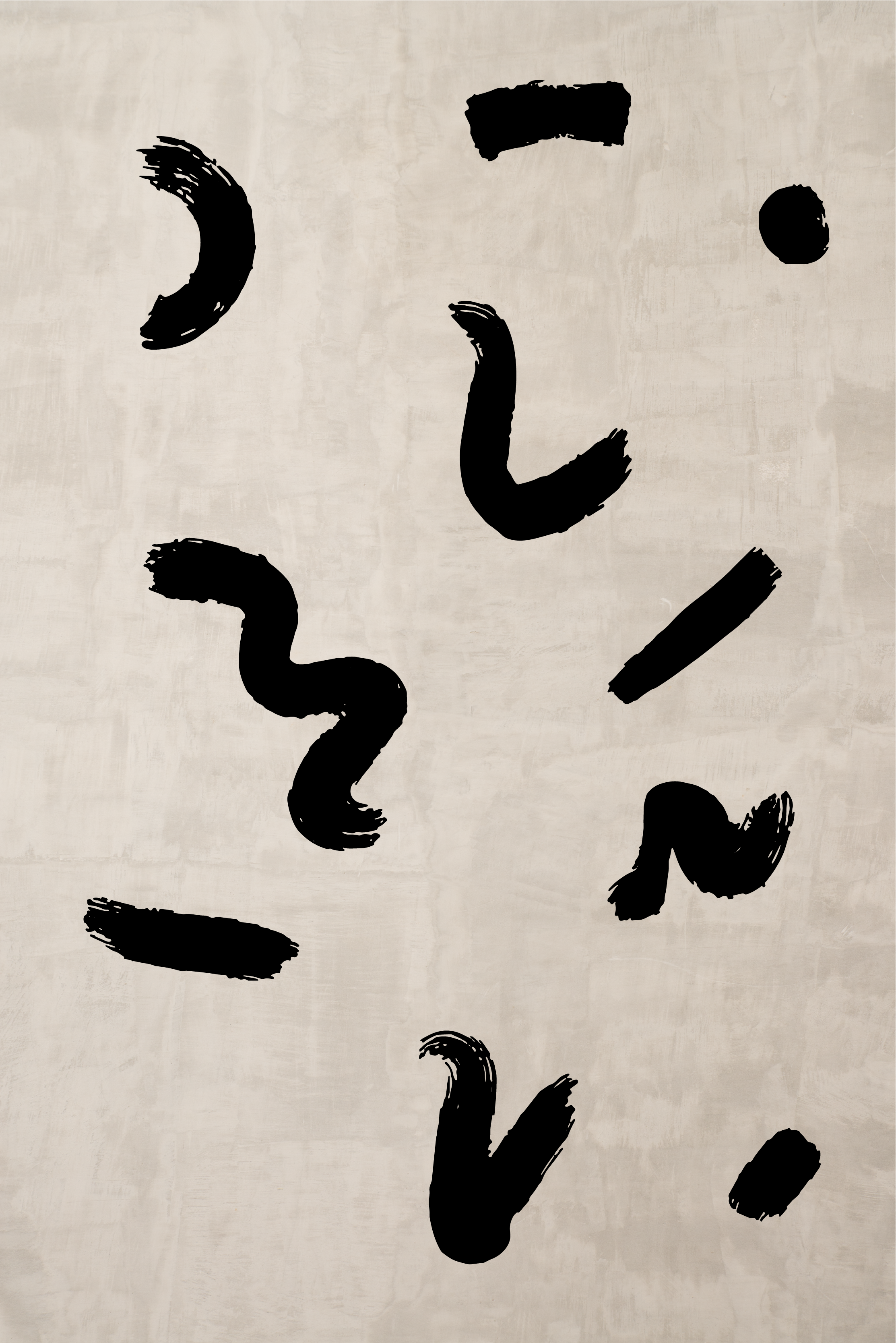 Plakat skandynawski w czarne pędzlowe kształty - TenStickers