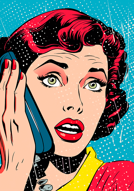 Plakat pop art kobieta przez telefon - TenStickers