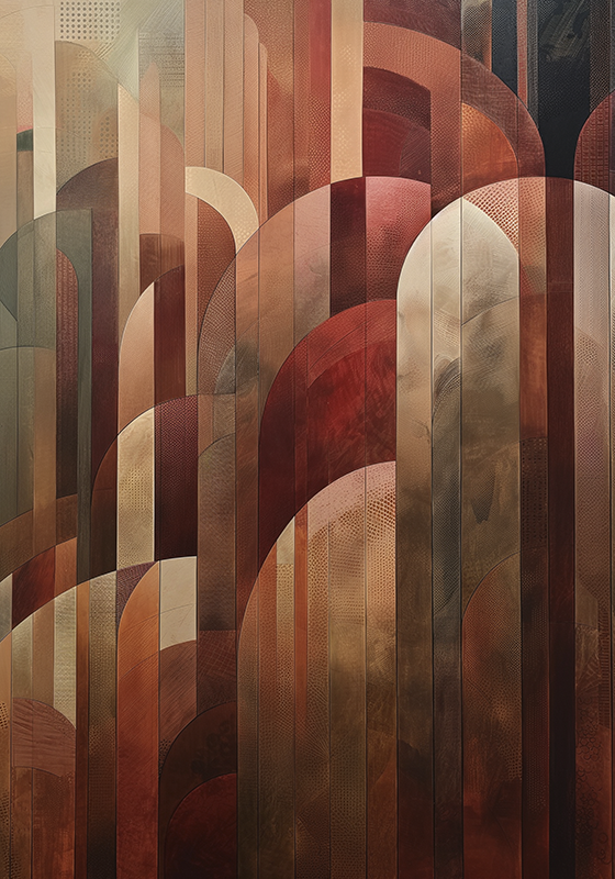 Plakat art deco czerwone kształty - TenStickers