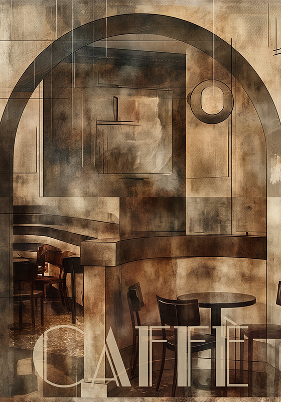 Plakat art deco kawiarnia - TenStickers