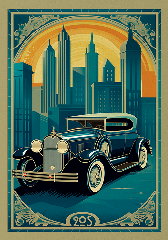 Plakat art deco samochód z lat 20. - TenStickers