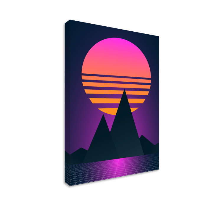 Obraz vintage zachodzące słońce w stylu synthwave - TenStickers